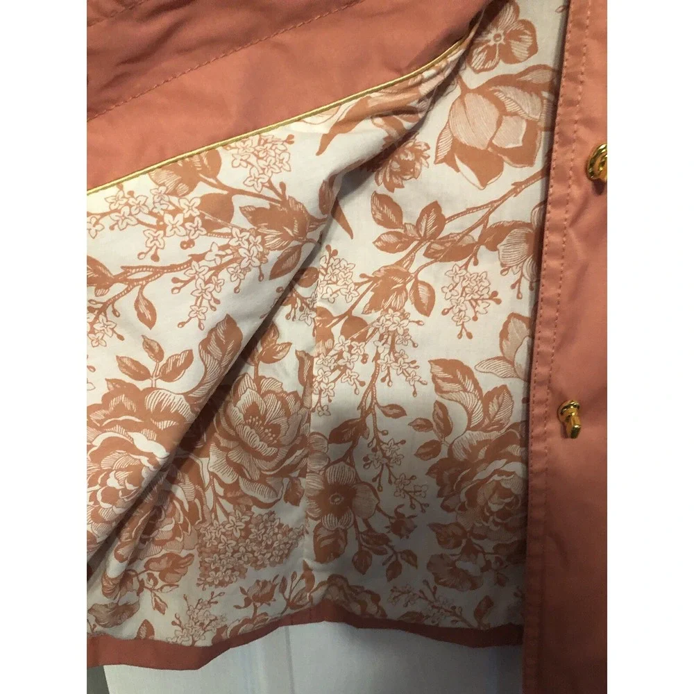 Isaac Mizrahi Live Jacket‎ Windbreaker Beautiful Coral With Floral Lining Sz 1X